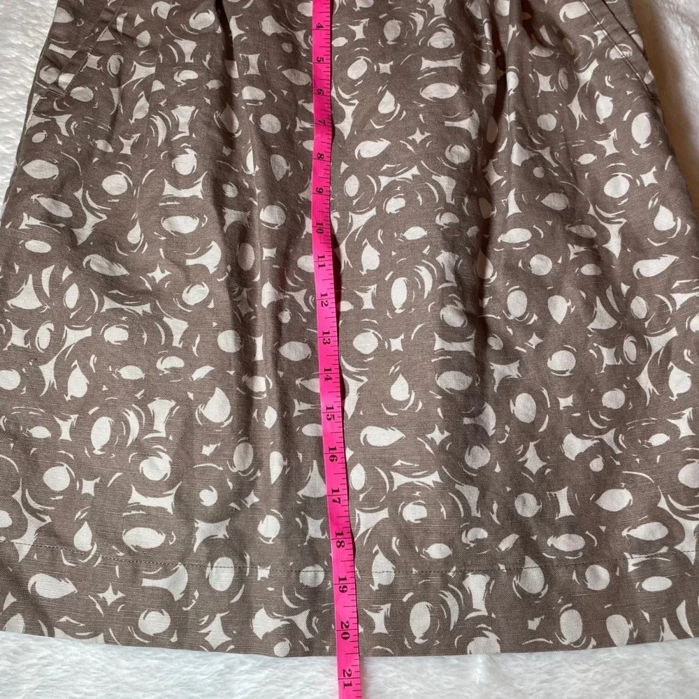 Boden Taupe White Abstract Geometric Cotton Linen A-Line Skirt ‎ 6 60s Retro Mod